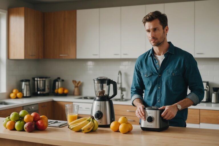 Un homme prépare des jus de fruits