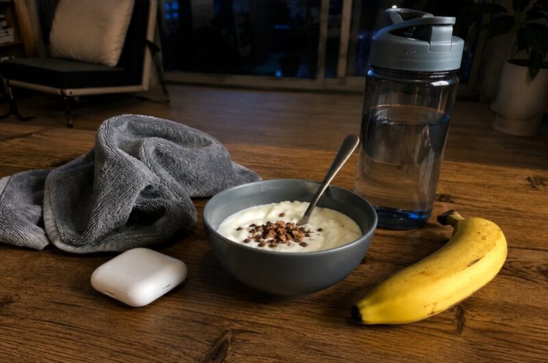 Repas avec une banane après une séance de sport le soir