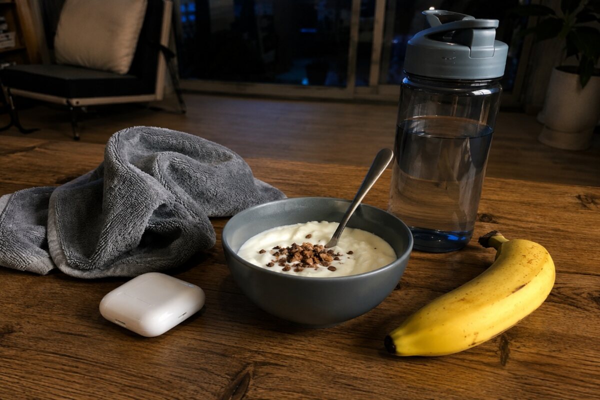 Repas avec une banane après une séance de sport le soir