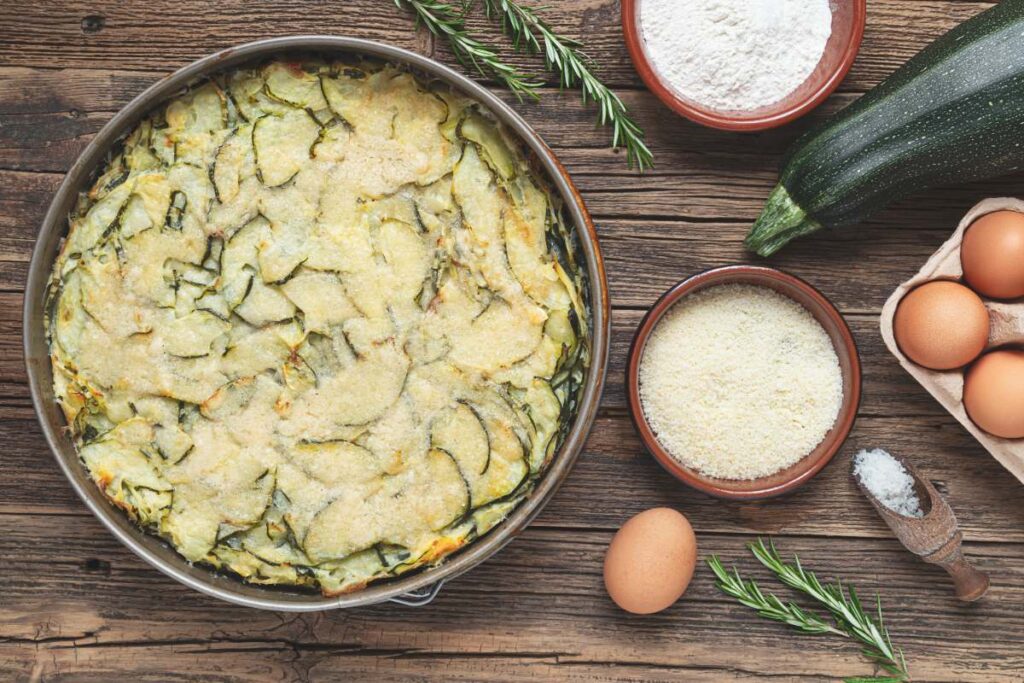 Des ingrédients pour un cake aux courgettes